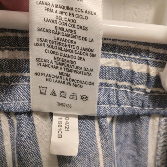 Nautica Women's Linen Blend Blue & White Striped Pull-On Elastic Waist Shorts S - Picture 6 of 8